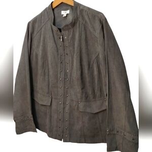 Plus Size Faux Suede Jacket Top